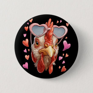 Chicken Farm Farmer Valentine's Day Heart Sungles 6 Cm Round Badge