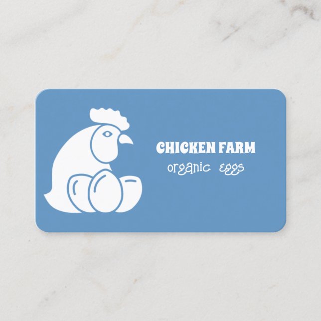 Chicken Farm Fresh Eggs Blue Business Card (Front)
