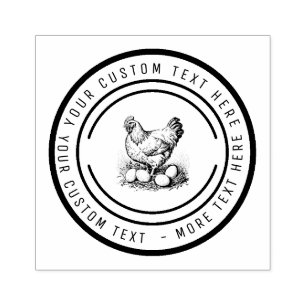 Chicken farm fresh eggs carton farmers market rubber stamp