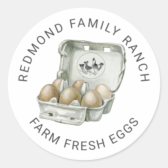 Chicken Farm Fresh Eggs Classic Round Sticker (Front)