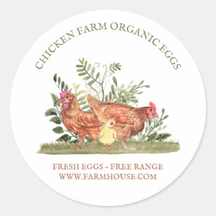 Chicken Farm Fresh Eggs free range Classic Round Sticker