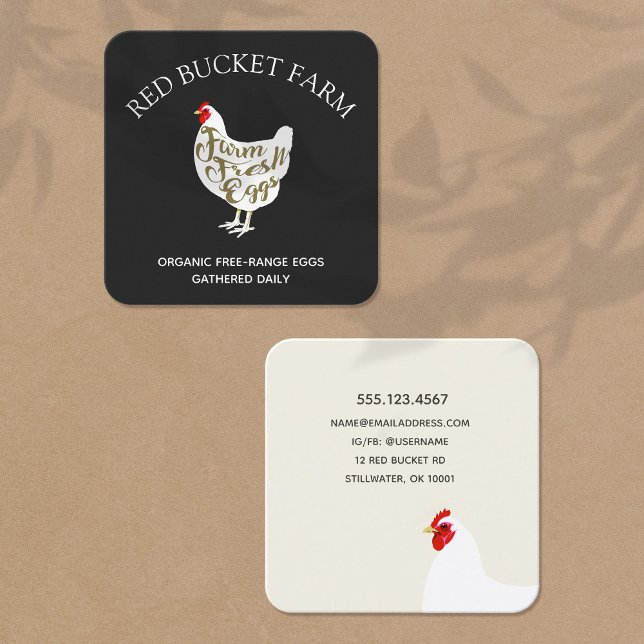 Chicken Farm Fresh Eggs Retro Square Business Card (Creator Uploaded)