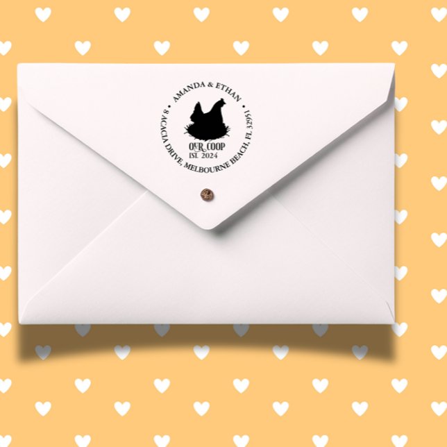 Chicken Farm Fresh Eggs Theme Self-inking Stamp (Personalize your egg cartons with our Chicken Farm Fresh Eggs self-inking stamp. )
