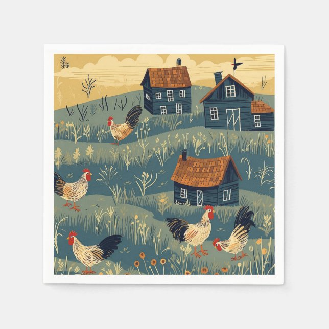 chicken Farm Paper Napkin (Front)