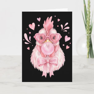 Chicken Farm Valentine Cupid Coquette Bow Blowing Card