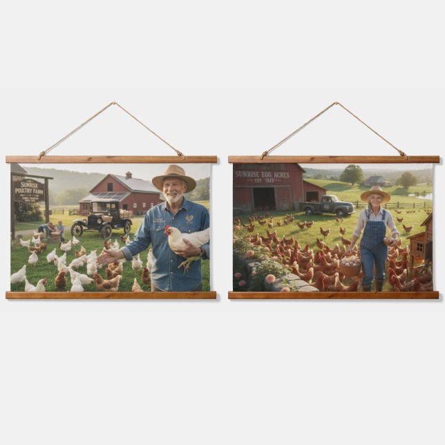 Chicken Farm Wood Topped Wall Tapestry (Double)
