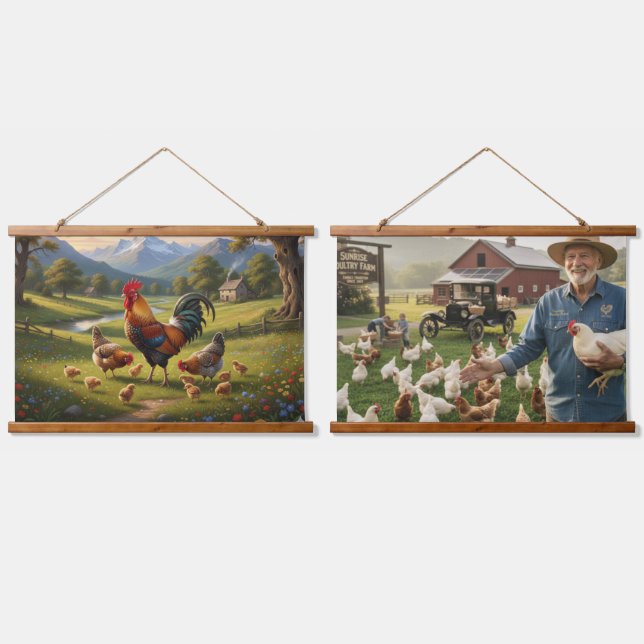 Chicken Farm Wood Topped Wall Tapestry (Double)