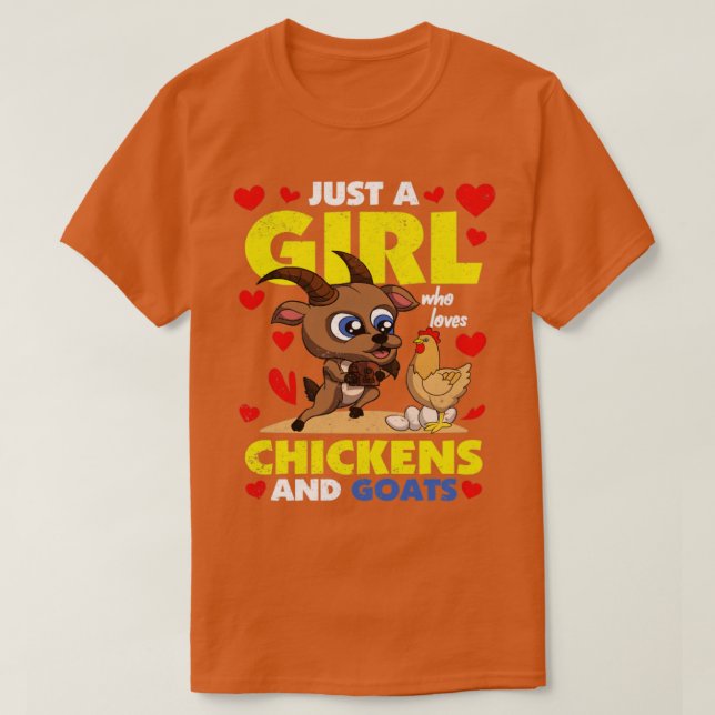 Chicken Farmer Girls Farming Farm Animal Goat T-Shirt (Design Front)