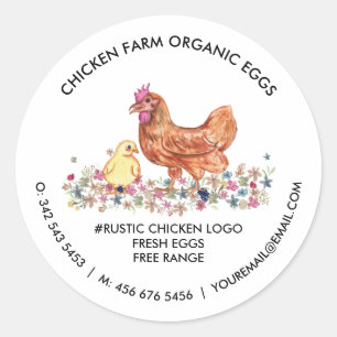 Chicken Farmhouse Organic Fresh Eggs Classic Round Sticker
