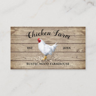 Chicken Farmhouse Wood Rustic Egg Hen retro Business Card