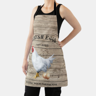 Chicken Farmhouse Wood texture Rustic eggs Apron
