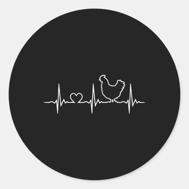 Chicken Farming Heartbeat Funny Chicken Farmer  Classic Round Sticker (Front)