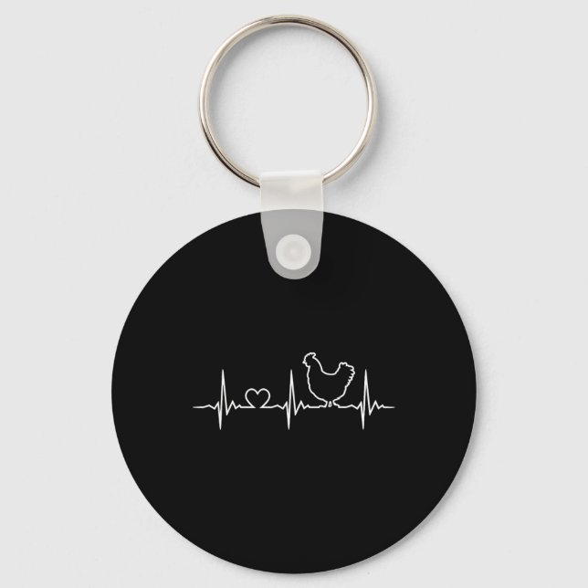 Chicken Farming Heartbeat Funny Chicken Farmer  Key Ring (Front)