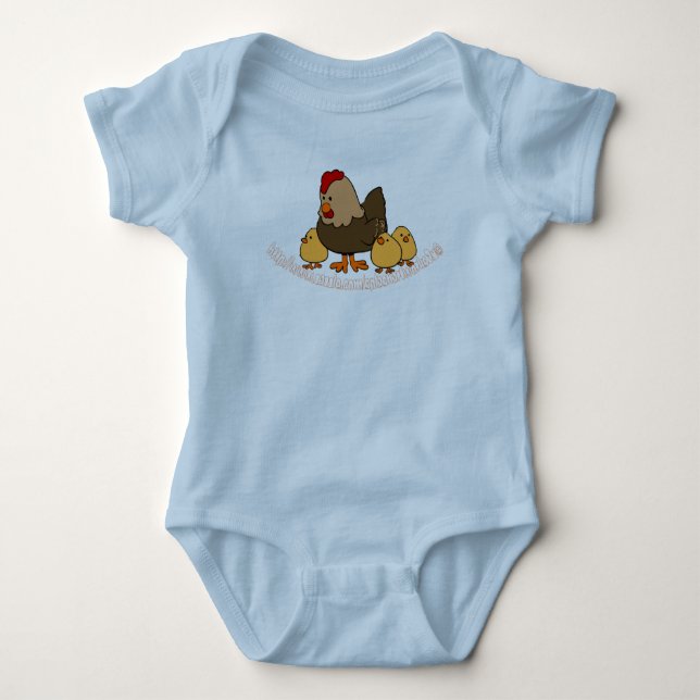"Chicken Feathers" Baby Bodysuit (Front)