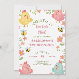 Chicken First Birthday Invitation