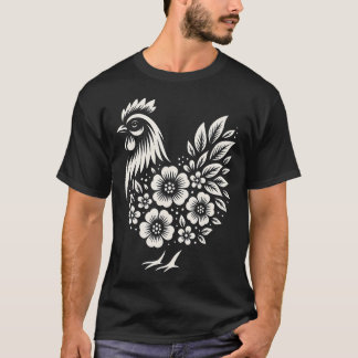 Chicken Floral Lover Girls Mum Cute Farm T-Shirt
