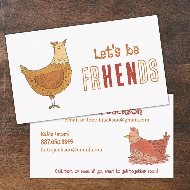 Chicken Friends Pun Kids Calling Card (Creator Uploaded)