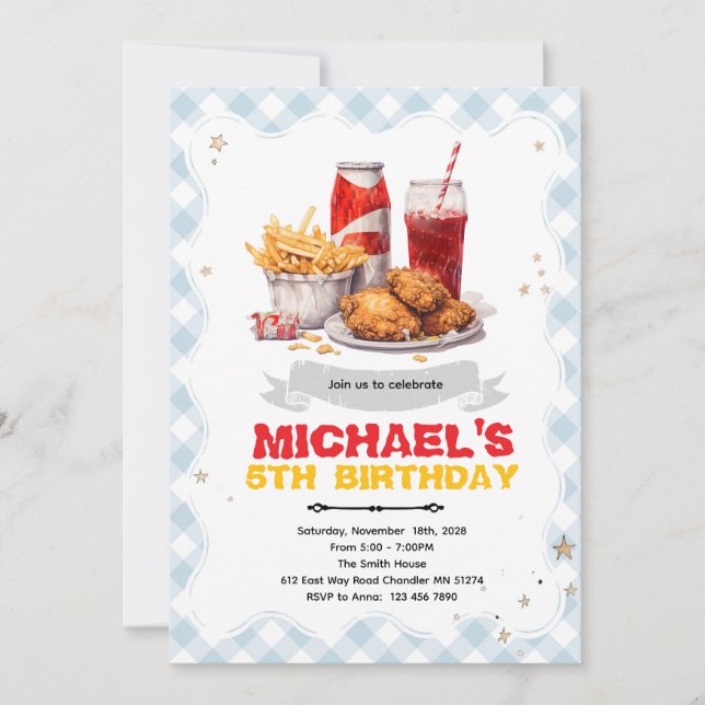 Chicken Fry birthday Invitation (Front)