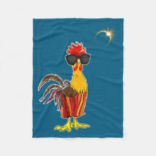 Chicken Funny Rooster Funny Total Solar Eclipse Ap Fleece Blanket