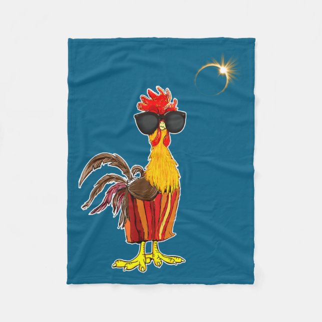 Chicken Funny Rooster Funny Total Solar Eclipse Ap Fleece Blanket (Front)