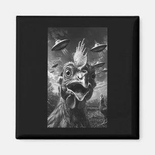 Chicken Funny Ufo Flying Saucer Alien Selfie Men W Magnet