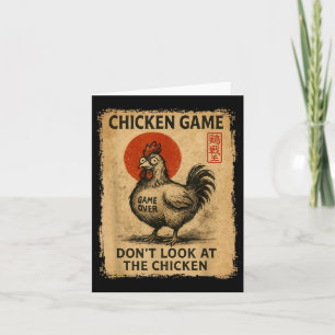 Chicken Game Funny Japanese Boys Girls Womens Mens Card
