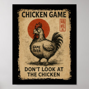 Chicken Game Funny Japanese Boys Girls Womens Mens Poster