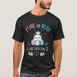 Chicken Gender Reveal Twins Pink Or Blue T-Shirt