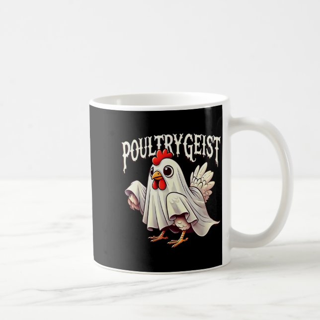 Chicken Ghost Ultrygeist Funny Halloween Farmer  Coffee Mug (Right)