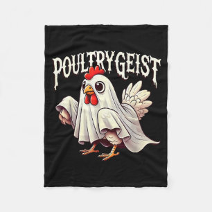 Chicken Ghost Ultrygeist Funny Halloween Farmer  Fleece Blanket