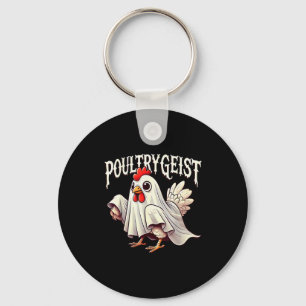 Chicken Ghost Ultrygeist Funny Halloween Farmer Key Ring