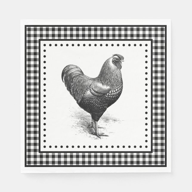 Chicken Gingham Napkin (Front)
