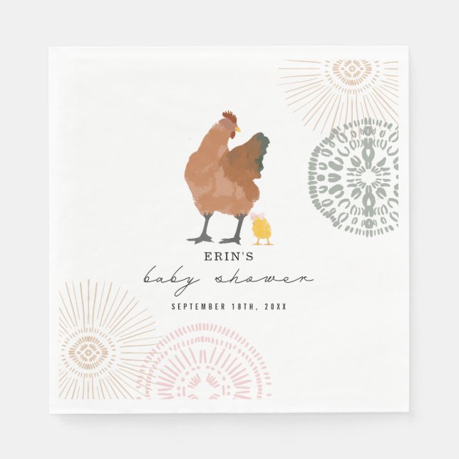 Chicken Girl Baby Shower Chick Napkin (Front)