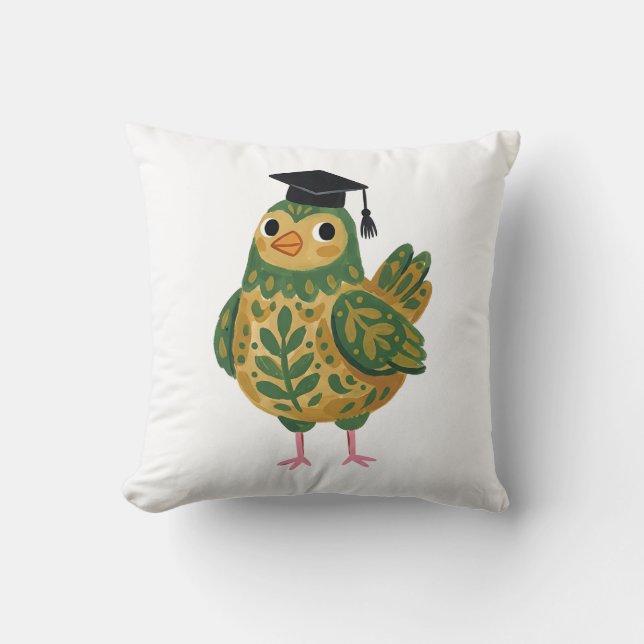 Chicken Graduation Cap Throw Pillow (Front)