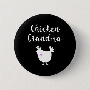 Chicken Grandma Funny Silhouette Farmer Keeper Lov 6 Cm Round Badge