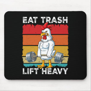 Chicken Gym Weight Training Eat Trash Lift Heavy Mouse Pad