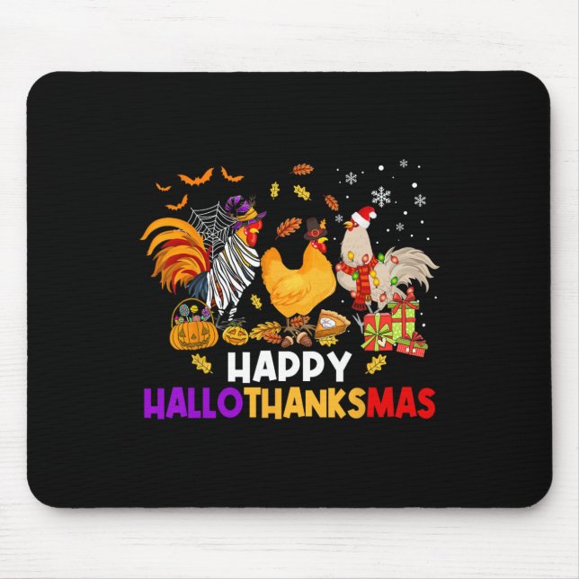Chicken Halloween Happy Hallothanksmas Autumn Chri Mouse Pad (Front)