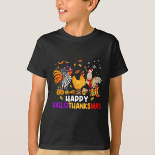 Chicken Halloween Happy Hallothanksmas Autumn Chri T-Shirt