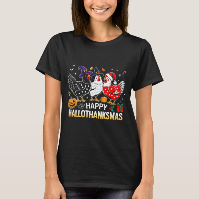 Chicken Halloween Thanksgiving Funny Happy Halloth T-Shirt (Front)
