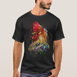 Chicken Hand Drawn Water Colour Splash  Colourful  T-Shirt