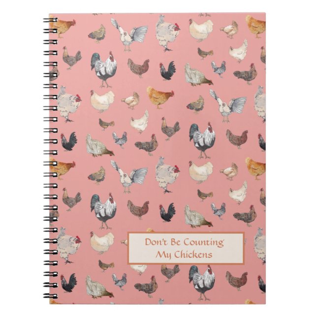 Chicken Happy pattern Pink Notebook (Front)