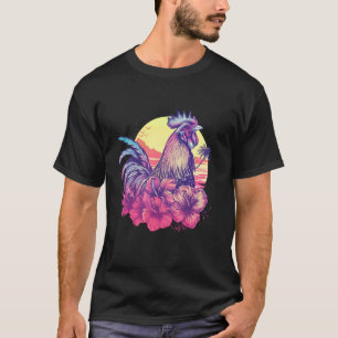 Chicken Hawaiian Flowers Rooster Kauai Hawaii Vint T-Shirt