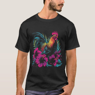 Chicken Hawaiian Flowers Rooster Kauai Hawaii Vint T-Shirt