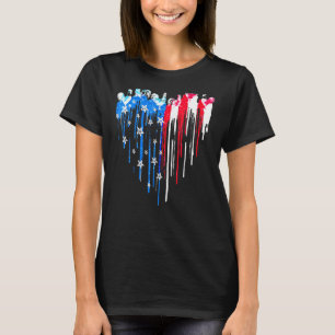 Chicken Heart American Flag 4th Of July Farmers Pa T-Shirt