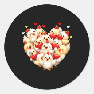 Chicken Heart Love Valentine Cute Animal Valentine Classic Round Sticker