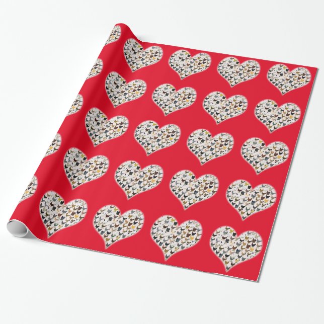 Chicken Heart Wrapping Paper (Unrolled)