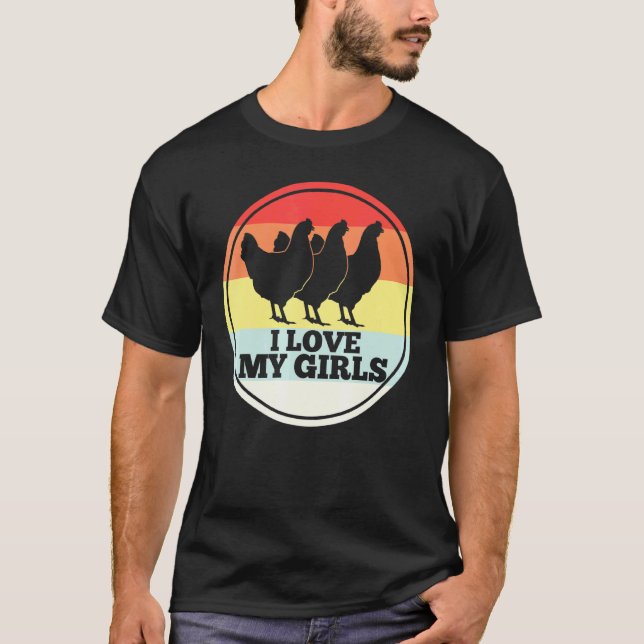 Chicken Hen Chick Retro T-Shirt (Front)