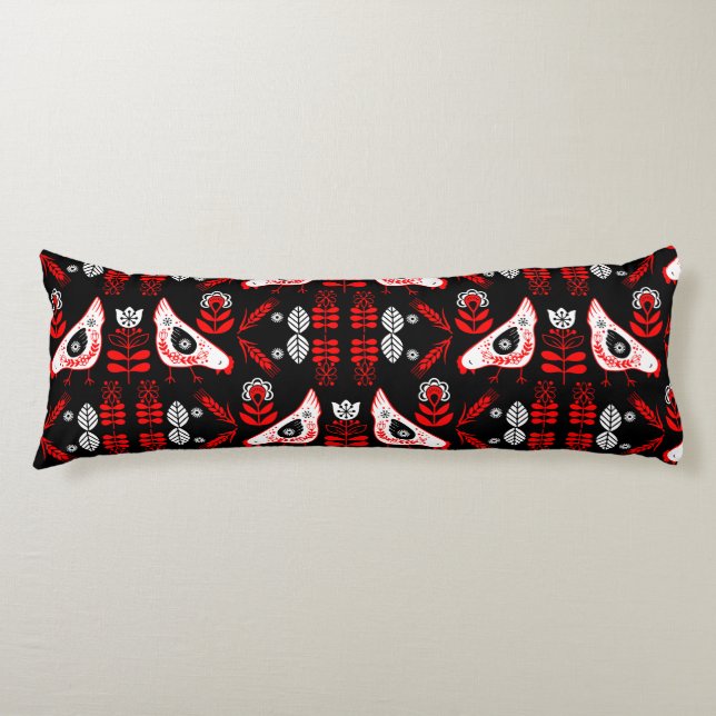 Chicken Hen Folk Art Body Cushion (Front)