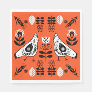 Chicken Hen Folk Art Napkin