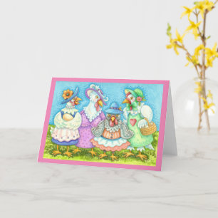 CHICKEN HEN PARTY, COUNTRY FEATHERED FRIENDS Blank Card